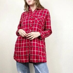 J.Jill | Flannel Red Plaid Tunic XS